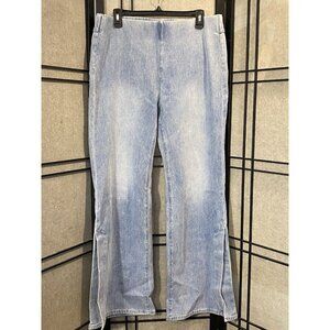 Soft Surroundings Womens Pull On Jeans Size Large Flare Leg Elastic Waist 2DH65